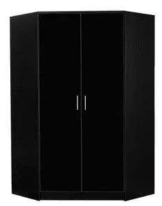 REFLECT 2 Door Corner Wardrobe in Gloss Black Door Fronts and Black Oak Carcass