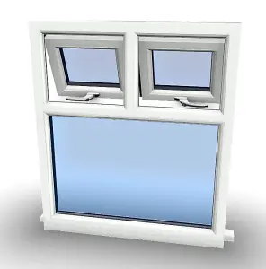 1045mm (W) x 1195mm (H) PVCu StormProof Casement Window - 2 Top Opening Windows -  Toughened Safety Glass - White