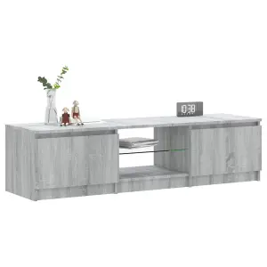 Berkfield TV Cabinet with LED Lights Grey Sonoma 140x40x35.5 cm