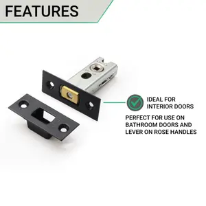 EAI Tubular Bathroom Deadbolt - 64mm Case - 44mm Backset - Matt Black