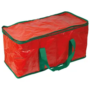 Christmas Decorations Storage Bag - Festive Lights, Ornaments, Baubles Container Box with Zip, Carry Handles & 4 Compartments