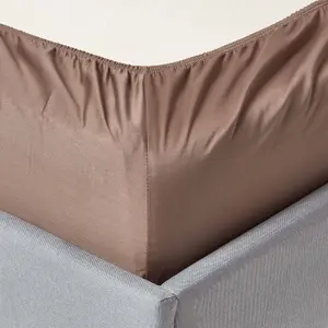 Homescapes Brown Organic Cotton Deep Fitted Sheet 18 inch 400 Thread count, King