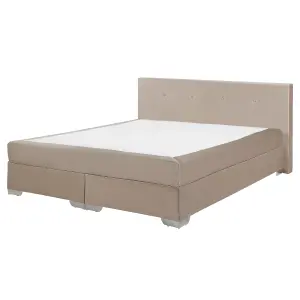 Velvet EU Super King Size Divan Bed Beige CONSUL