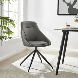 Lisbon Faux Leather Office Swivel Chair - Grey