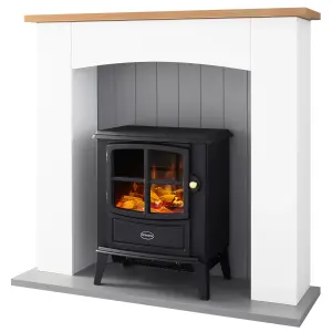 Dimplex Oakmead optiflame White & grey Freestanding & wall-mounted Electric LCD electric stove suite