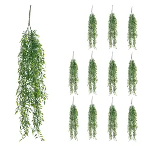 Blooming Artificial - 80cm / 2.5ft Green Fake Bamboo Hanging Bush Multi-Pack