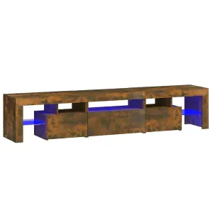 Berkfield TV Cabinet with LED Lights Smoked Oak 200x36.5x40 cm