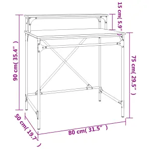 Berkfield Desk Brown Oak 80x50x90 cm Engineered Wood and Iron