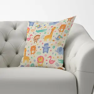 Cute Pastel Jungle Animals Cushions 60cm x 60cm