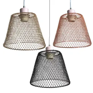 Easy Fit Compact Vintage Metal Lampshade Black Finish, 3 Different Colours, Ceiling fitting Shade