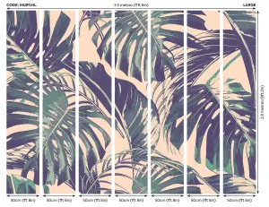 Origin Murals Large Pink & Green Palm Leaves Matt Smooth Paste the Wall Mural 350cm wide x 280cm high