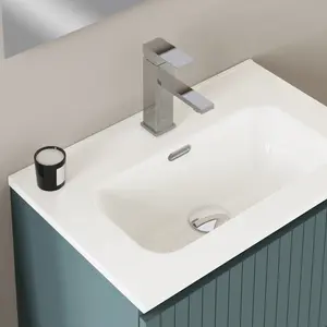 Banyetti Linea Ocean Blue Ribbed Wall Hung Vanity Unit 600mm x 390mm