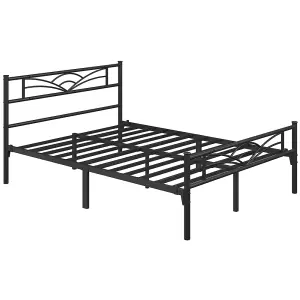 Yaheetech Black 5ft King Metal Bed Frame with Cloud-inspired Design Headboard