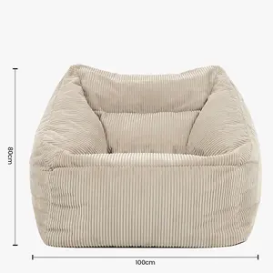 icon Morgan Corduroy Armchair Bean Bag and Pouffe Set Natural Giant Bean Bag Chair