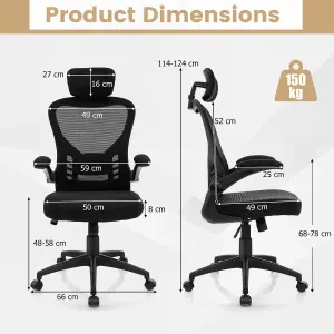 COSTWAY Height Adjustable Mesh Office Chair with Headrest