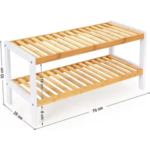 2-Tier Shoe Rack Bamboo Shoe Organiser Storage Shelf Rack