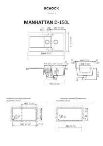 Schock Composite Granite  Manhattan 1.5 Bowl & Drainer Inca Inset Kitchen Sink - MAND150L51