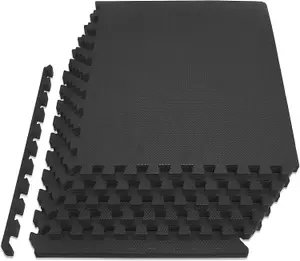 Pack of 8 EVA INTERLOCKING FLOOR MATS SOFT FOAM GYM FLOORING MAT YOGA TILES 10 MM 60x60CM BLACK