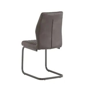 PS  Global Set of 2 Noah Dining Chairs Leather PU Chair with Grey Cantilever Base (Taupe)