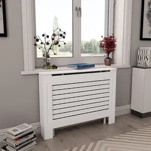 Radiator Cover White 112x19x81.5 cm MDF