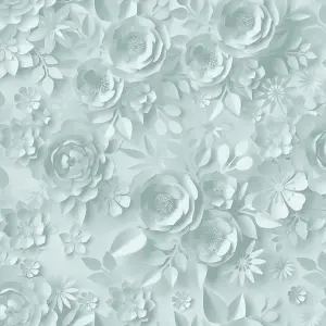 Muriva Blue Floral 3D effect Embossed Wallpaper