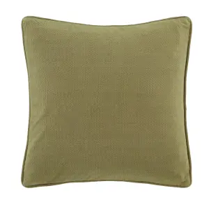 Catherine Lansfield Wilson Velvet 45x45cm Cushion Olive Green