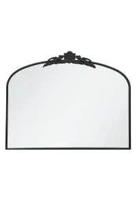 MirrorOutlet Crown - Black Metal Framed Arched Wall Mirror with Decorative Crown 40" X 31" (102CM X 80CM)