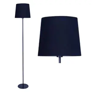 First Choice Lighting Base Navy Blue Floor Lamp with Matching Velvet Shade