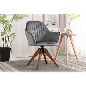 Upholstered Swivel Dining Chair Grey Velvet