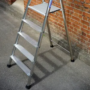 2.4m MAX STABILITY Platform Step Ladders 10 Tread Anti Slip Aluminium DIY Steps