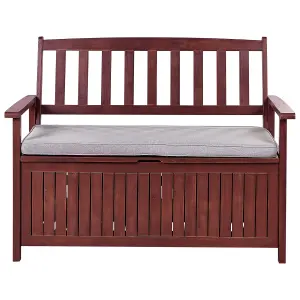 Garden Bench with Cushion SOVANA with Storage Acacia Wood Light Grey