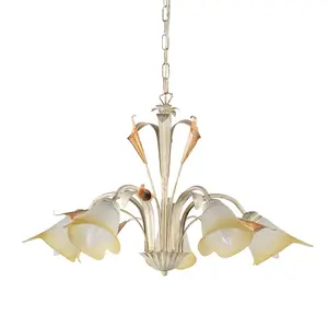 Luminosa Lucrezia 5 Light Multi Arm Pendant Ceiling Light, Ivory