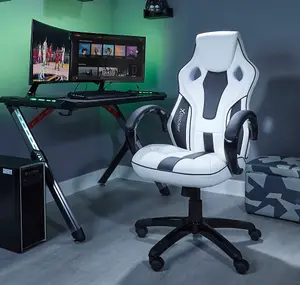 X-Rocker Maverick Gaming Chair PC Home Office Swivel PC Gaming Seat - WHITE / BLACK