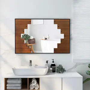 Costway Piano Key-Shaped Framed Decoration Rectangle Wall Mirror Makeup Vanity Mirror