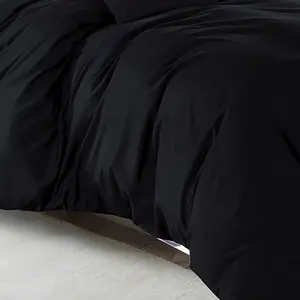 Marnisha Polyester Solid Colour Duvet Cover Set with Pillowcases Black / Double - 2 Standard Pillowcases