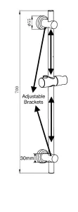 KeenFix 700mm Adjustable Chrome Shower Riser Rail & 1.5m Shower Hose