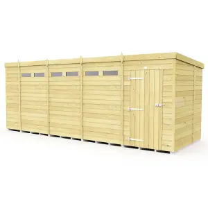 19 x 6 Feet Pent Security Shed - Single Door - Wood - L178 x W560 x H201 cm