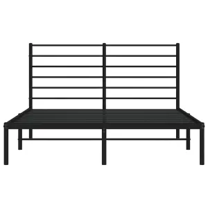 Berkfield Metal Bed Frame with Headboard Black 135x190 cm 4FT6 Double