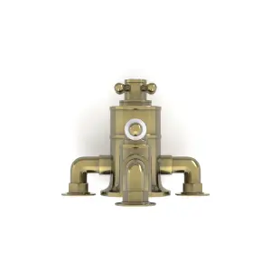 ENKI Downton Antique Brass Traditional Brass Thermostatic Twin Shower Valve with Return to Wall Bend T107