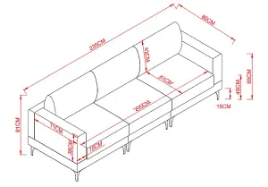 Multifunction Large sofa, Creamy 3 seater Sofa with Fabric Upholstery Padded Seat in Beige 235cm include 2 Pillows & Cushions