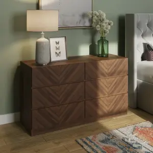 GFW Catania 3+3 Drawer Chest Royal Walnut