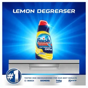 10 x Finish All In One Max Dishwasher Degreaser Fast Dissolving Gel Lemon 700 ml