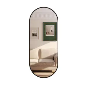 Jobu Home - Emi, Full Length Black Metal Runway Oval Mirror - 150cm x 60cm