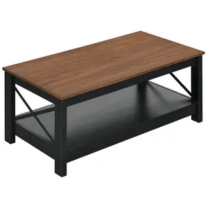 O'Kean 4 Legs Coffee Table with Storage Black / Walnut 