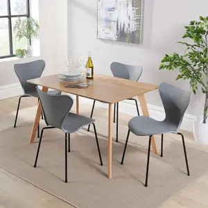 Home Source Rayna Table and 4 Grey Penny Chairs