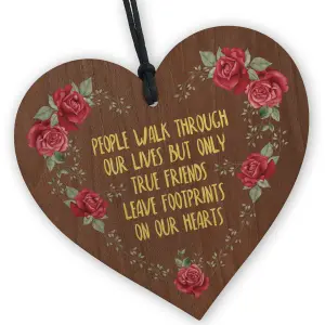 Red Ocean True Friends Wooden Heart - Handcrafted Keepsake with Heartfelt Message Beautiful Friendship Gift