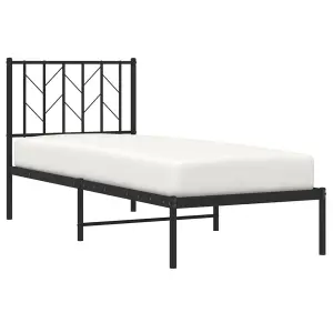 Berkfield Metal Bed Frame without Mattress with Headboard Black 75x190cm