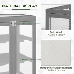 Outsunny 3-tier Wood Greenhouse Plant Storage Shelf Garden Cold Frame Grow House