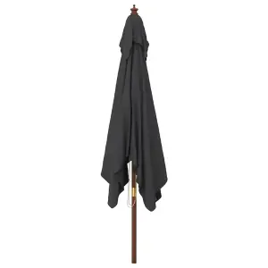 Berkfield Garden Parasol with Wooden Pole Black 300x300x273 cm