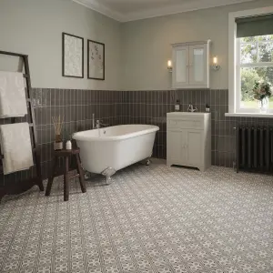 Laura Ashley Mr Jones Steel Grey Matt Patterned Ceramic Wall & floor Tile Sample